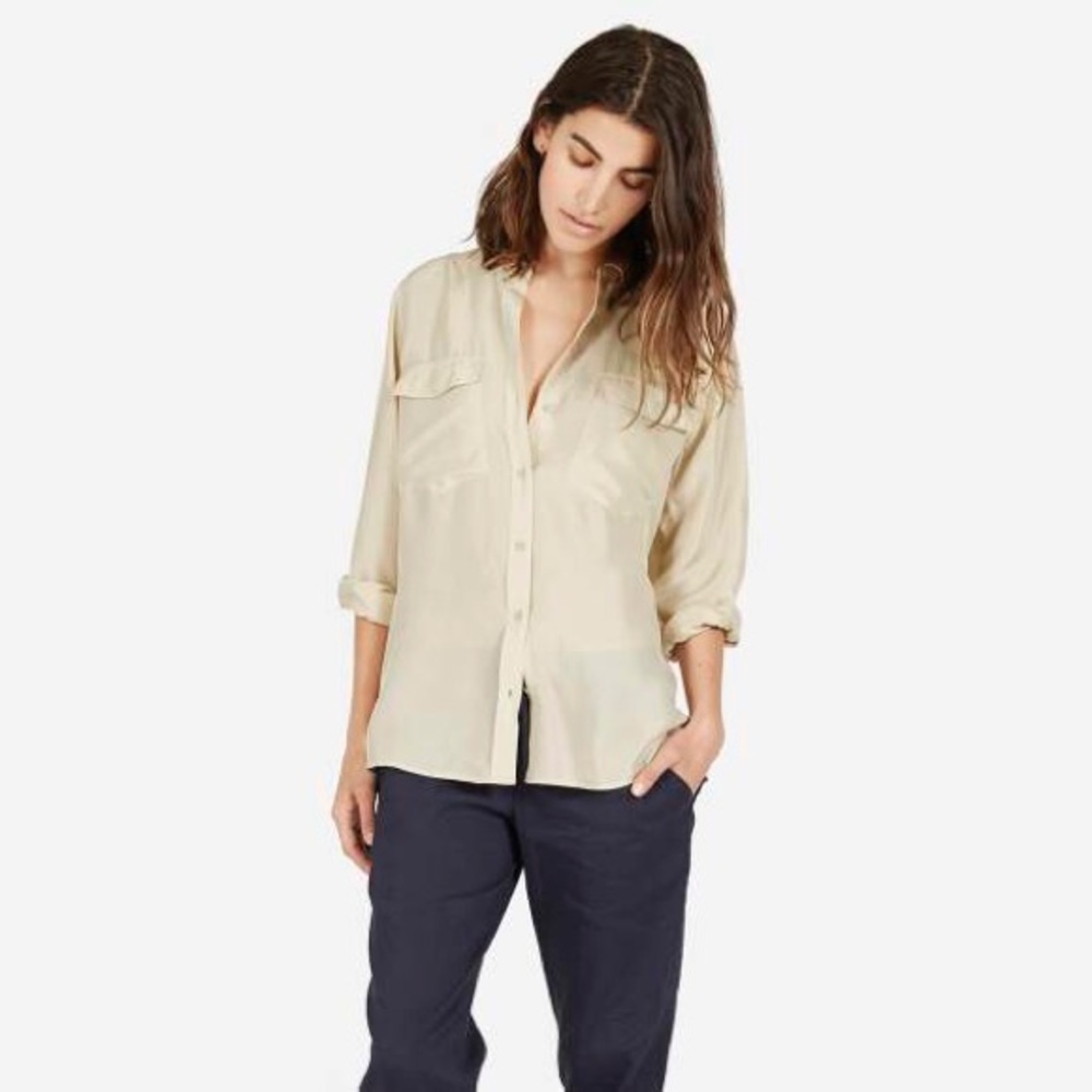 The Habotai Silk Long Sleeve Shirt by Everlane